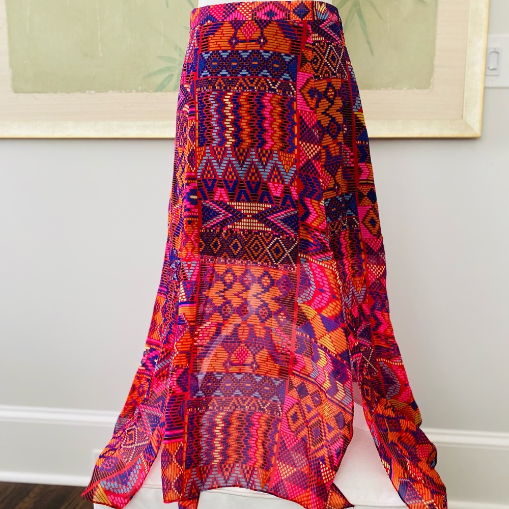 Mara Hoffman Print High/Low Maxi Skirt with Side Slits